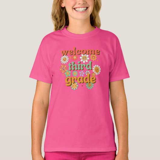 WELCOME THIRD GRADE  BACK TO SCHOOL FIRST DAY  T-SHIRT (Voorkant)