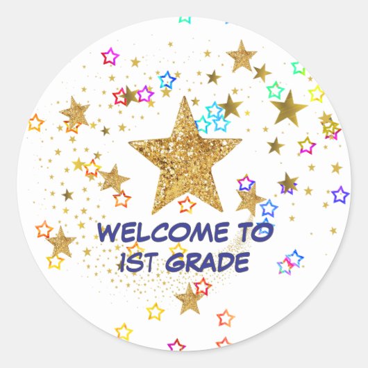 Welcome To 1st Grade Student Stickers,  Ronde Sticker (Voorkant)
