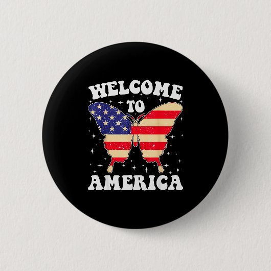 Welcome To America Patriotic Butterfly New America Ronde Button 5,7 Cm (Voorkant)