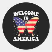 Welcome To America Patriotic Butterfly New America Ronde Sticker (Voorkant)