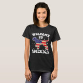 Welcome To America Patriotic Dog New American Citi T-shirt (Voorkant volledig)