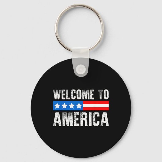 Welcome To America Patriotic Usa Flag New American Sleutelhanger (Voorkant)