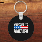 Welcome To America Patriotic Usa Flag New American Sleutelhanger (Voorkant)