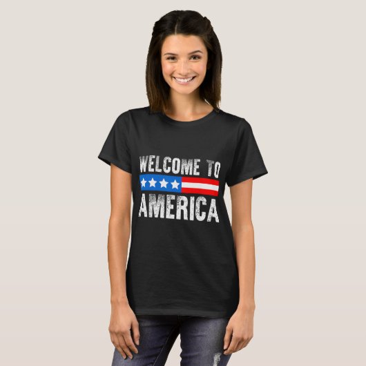 Welcome To America Patriotic Usa Flag New American T-shirt (Voorkant volledig)