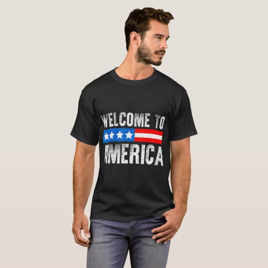 Welcome To America Patriotic Usa Flag New American T-shirt (Voorkant volledig)