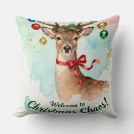 Welcome to Christmas Chaos - Cute reindeer Kussen