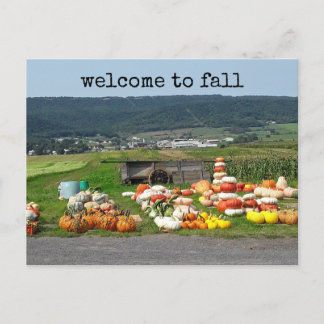 welcome to fall pumpkin farm post card briefkaart