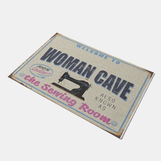 Welcome To My Woman Cave, Sewing Room Deurmat (Schuin)
