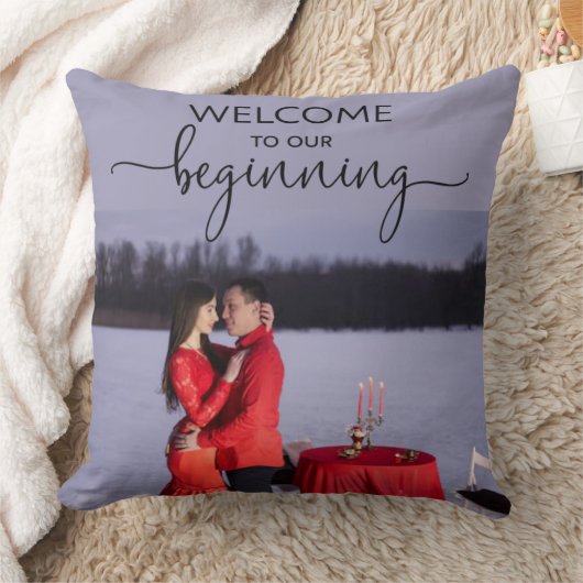 Welcome To Our Beginning Personalized Photo Kussen (Deken)