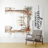 Welcome to Our Beginning – Rustic Wedding Backdrop Wandkleed (In Situ (horizontaal))