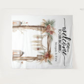 Welcome to Our Beginning – Rustic Wedding Backdrop Wandkleed (Voorkant (horizontaal))