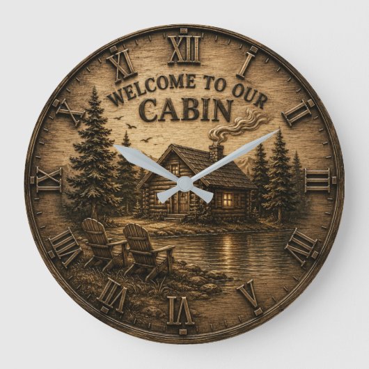 Welcome to Our Cabin Rustic Lake House Grote Klok (Voorkant)