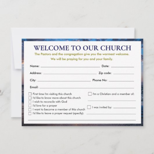 Welcome to Our Church Visitors Connection Card Kaart (Achterkant)
