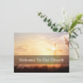Welcome To Our Church Visitors Cross Sunrise Kaart (Staand voorkant)