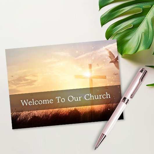 Welcome To Our Church Visitors Cross Sunrise Kaart