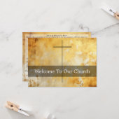 Welcome To Our Church Visitors Gold Cross Kaart (Voorkant / Achterkant in situ)