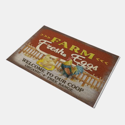 welcome To Our Coop Mat, Retro Farm Deurmat (Schuin)