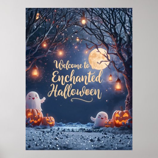 Welcome to Our Enchanted Halloween – Cute Ghost Po Poster (Voorkant)