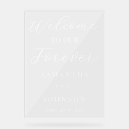 Welcome to Our Forever Script Wedding Welcome Acryl Bord