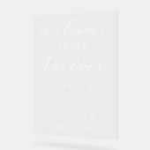 Welcome to Our Forever Script Wedding Welcome Acryl Bord (Hoek)