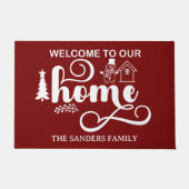 Welcome to Our Home Cute Christmas Family Deurmat (Voorkant)