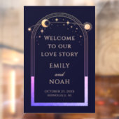 Welcome To Our Love Story Blue Celestial Wedding Raamsticker (Vel 2)