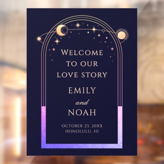 Welcome To Our Love Story Navy Blue Celestial Raamsticker (Vel 2)