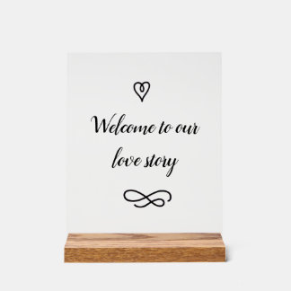 Welcome to Our Love Story Romantic Wedding Acryl Bord
