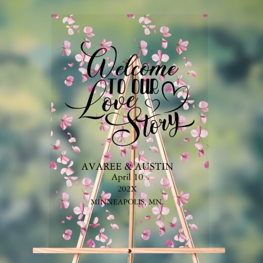 Welcome to Our Love Story Wedding Acryl Bord (Neutraal)