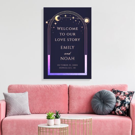 Welcome To Our Love Story Wedding Welcome Sign Canvas Afdruk (Insitu (Woonkamer))