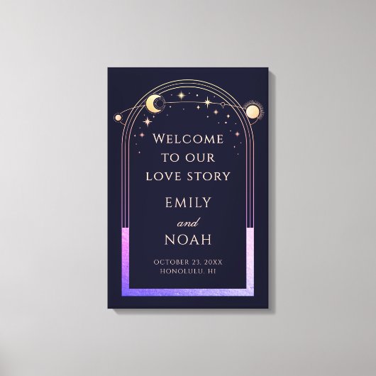 Welcome To Our Love Story Wedding Welcome Sign Canvas Afdruk (Voorkant)