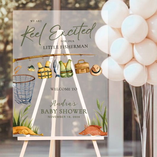 Welcome to our Reel Excited Little Fisherman Baby  Acryl Bord