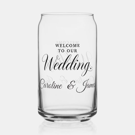 Welcome to Our Wedding  Add Name  Blikvorm Glas (Voorkant)