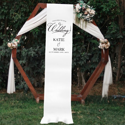 Welcome To Our Wedding Calligraphy Fabric Sign  Medium Tafelloper