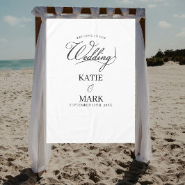 Welcome To Our Wedding Calligraphy Fabric Sign  Tafelkleed