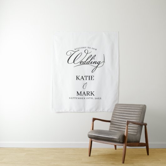 Welcome To Our Wedding Calligraphy Fabric Sign  Wandkleed (In situ)
