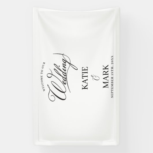 Welcome To Our Wedding Calligraphy Hanging Spandoek (Verticaal)