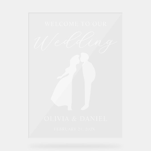 Welcome to Our Wedding Modern Script Acryl Bord (Voorkant)