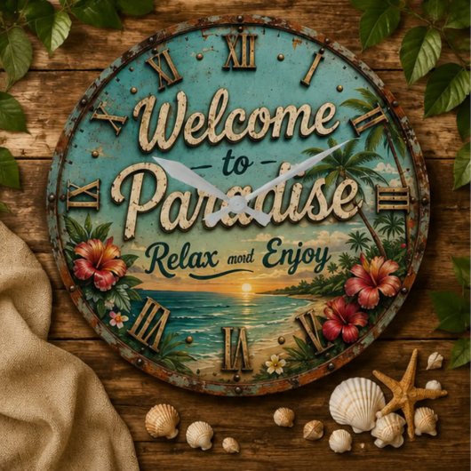 Welcome to Paradise Tropical Beach Grote Klok
