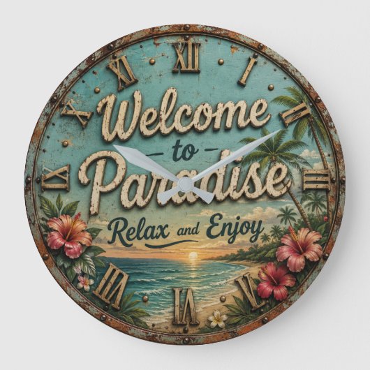 Welcome to Paradise Tropical Beach Grote Klok (Voorkant)