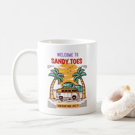 Welcome To Sandy Toes Summer Beach  Koffiemok (Met donut)
