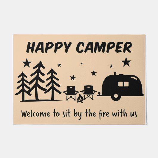 Welcome To Sit By Fire With Us Mat, Camper Gift Deurmat (Voorkant)