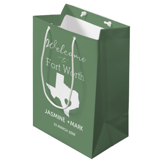 Welcome to Texas Fort Worth Custom Party Gift  Medium Cadeauzakje (Voorkant Gekanteld)