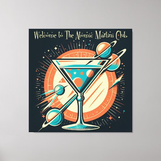 Welcome To The Atomic Martini Club Space Age Canvas Afdruk (Voorkant)