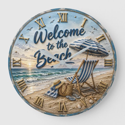 Welcome to the Beach Coastal Grote Klok (Voorkant)