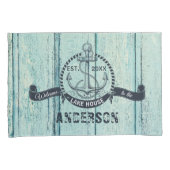 Welcome to the Lake House Blue Wood Kussensloop (Voorkant-Rechts)