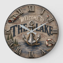 Welcome to the Lake Rustic Anchor Nautical Grote Klok