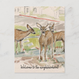 Welcome to the Neighborhood Deer Lawn Briefkaart