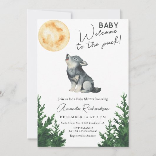 Welcome to the pack! Wolf Baby Shower Kaart (Voorkant)