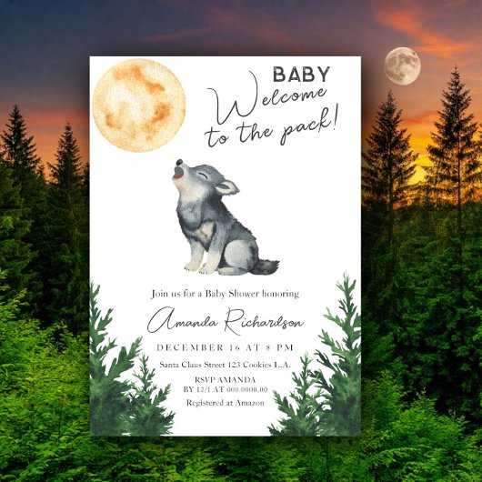 Welcome to the pack! Wolf Baby Shower Kaart